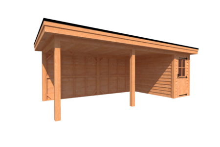 Tuinhuis met veranda plat dak 150 x 300 + 550cm Tuinhuis met veranda plat dak 150 x 300 + 550cm