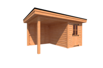 Tuinhuis met veranda plat dak 200 x 300 + 250cm