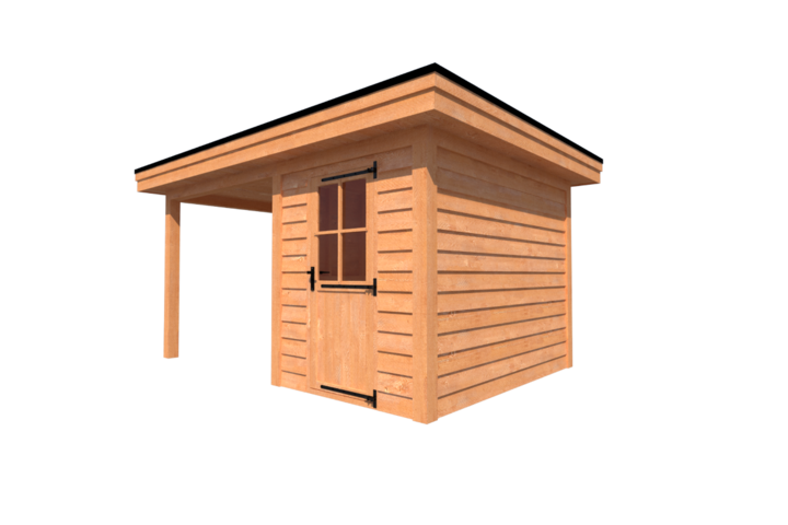 Tuinhuis met veranda plat dak 200 x 300 + 250cm