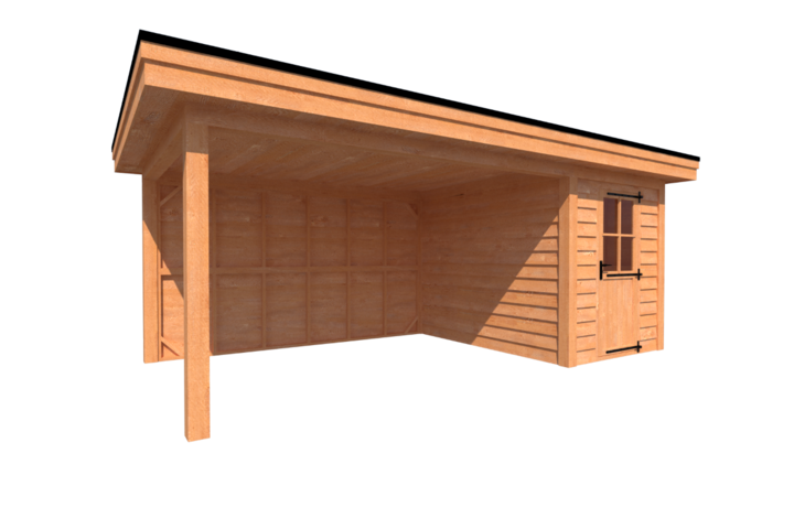 Tuinhuis met veranda plat dak 200 x 300 + 400cm Tuinhuis met veranda plat dak 200 x 300 + 400cm