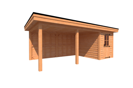 Tuinhuis met veranda plat dak 200 x 300 + 450cm Tuinhuis met veranda plat dak 200 x 300 + 450cm