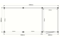 Tuinhuis met veranda plat dak 200 x 300 + 450cm