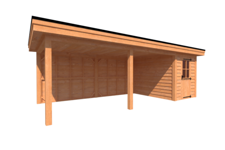 Tuinhuis met veranda plat dak 200 x 300 + 550cm