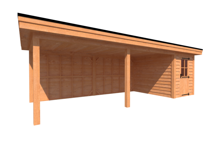 Tuinhuis met veranda plat dak 200 x 300 + 600cm