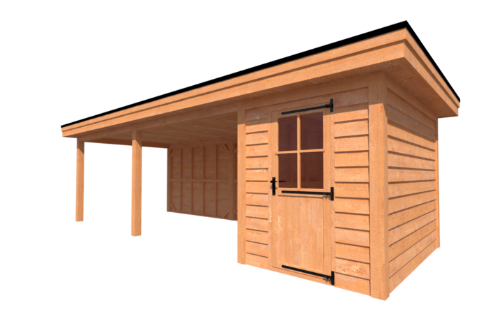 Tuinhuis met veranda plat dak 200 x 300 + 600cm