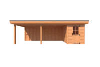 Tuinhuis met veranda plat dak 200 x 300 + 600cm