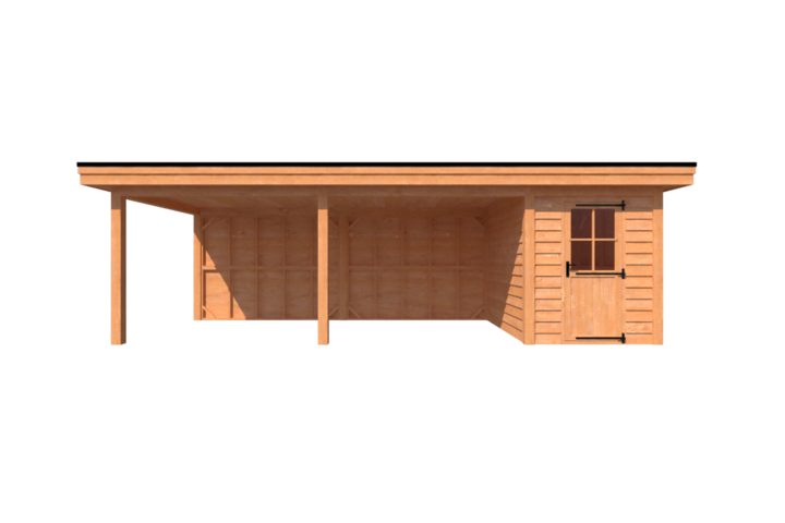 Tuinhuis met veranda plat dak 200 x 300 + 600cm