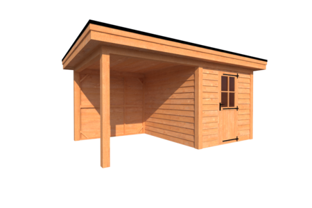 Tuinhuis met veranda plat dak 250 x 300 + 250cm