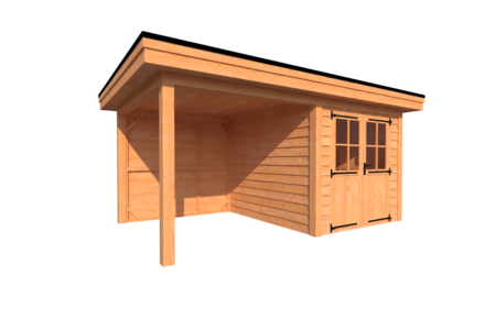 Tuinhuis met veranda plat dak 250 x 300 + 250cm Tuinhuis met veranda plat dak 250 x 300 + 250cm