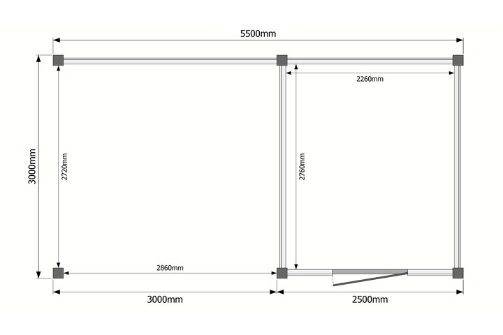 Tuinhuis met veranda plat dak 250 x 300 + 300cm Tuinhuis met veranda plat dak 250 x 300 + 300cm