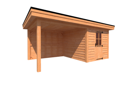 Tuinhuis met veranda plat dak 250 x 300 + 300cm Tuinhuis met veranda plat dak 250 x 300 + 300cm