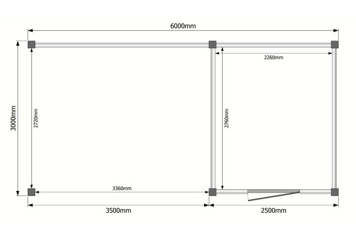 Tuinhuis met veranda plat dak 250 x 300 + 350cm Tuinhuis met veranda plat dak 250 x 300 + 350cm