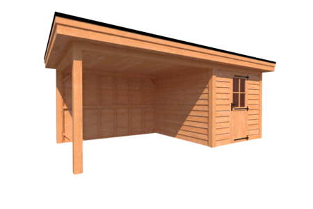 Tuinhuis met veranda plat dak 250 x 300 + 350cm Tuinhuis met veranda plat dak 250 x 300 + 350cm