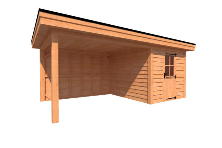 Tuinhuis met veranda plat dak 250 x 300 + 350cm Tuinhuis met veranda plat dak 250 x 300 + 350cm
