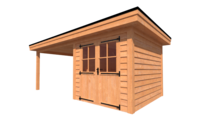 Tuinhuis met veranda plat dak 250 x 300 + 350cm