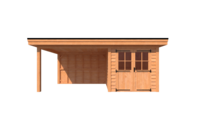 Tuinhuis met veranda plat dak 250 x 300 + 350cm