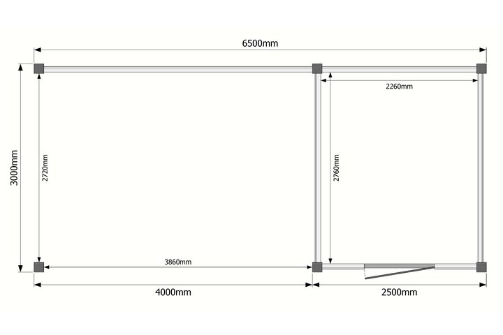 Tuinhuis met veranda plat dak 250 x 300 + 400cm Tuinhuis met veranda plat dak 250 x 300 + 400cm