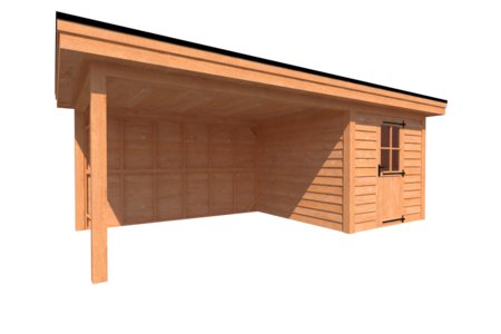 Tuinhuis met veranda plat dak 250 x 300 + 400cm Tuinhuis met veranda plat dak 250 x 300 + 400cm