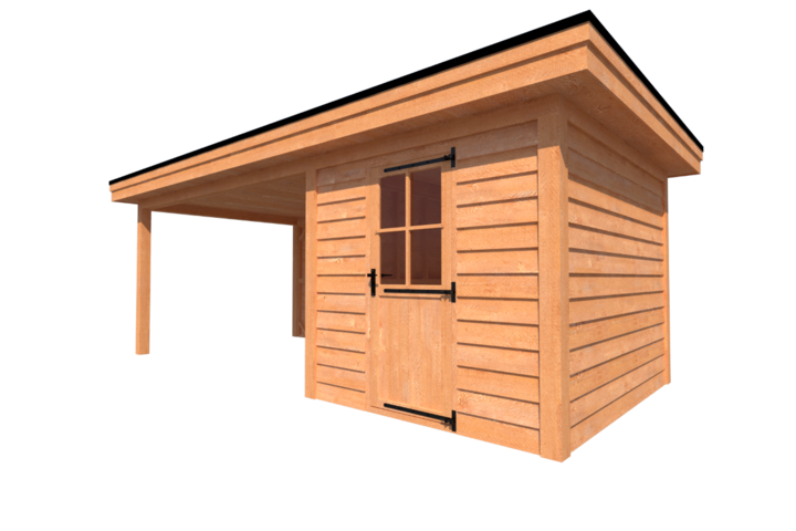 Tuinhuis met veranda plat dak 250 x 300 + 400cm Tuinhuis met veranda plat dak 250 x 300 + 400cm