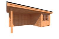 Tuinhuis met veranda plat dak 250 x 300 + 400cm Tuinhuis met veranda plat dak 250 x 300 + 400cm