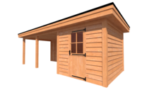 Tuinhuis met veranda plat dak 250 x 300 + 450cm