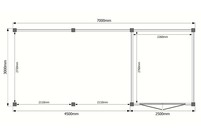 Tuinhuis met veranda plat dak 250 x 300 + 450cm Tuinhuis met veranda plat dak 250 x 300 + 450cm