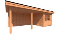 Tuinhuis met veranda plat dak 250 x 300 + 450cm Tuinhuis met veranda plat dak 250 x 300 + 450cm