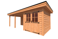 Tuinhuis met veranda plat dak 250 x 300 + 450cm Tuinhuis met veranda plat dak 250 x 300 + 450cm