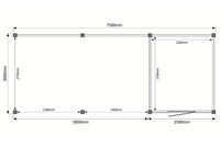 Tuinhuis met veranda plat dak 250 x 300 + 500cm Tuinhuis met veranda plat dak 250 x 300 + 500cm
