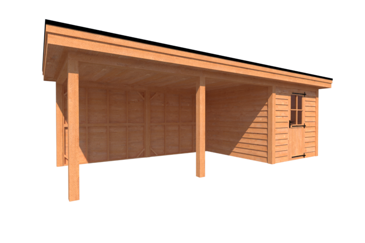 Tuinhuis met veranda plat dak 250 x 300 + 500cm Tuinhuis met veranda plat dak 250 x 300 + 500cm