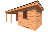 Tuinhuis met veranda plat dak 250 x 300 + 500cm Tuinhuis met veranda plat dak 250 x 300 + 500cm