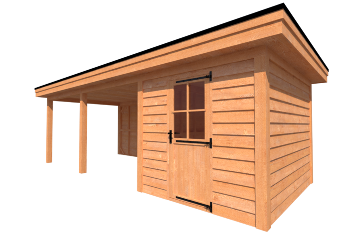 Tuinhuis met veranda plat dak 250 x 300 + 500cm Tuinhuis met veranda plat dak 250 x 300 + 500cm