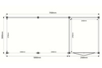 Tuinhuis met veranda plat dak 250 x 300 + 500cm
