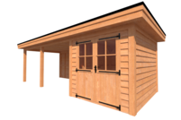 Tuinhuis met veranda plat dak 250 x 300 + 500cm