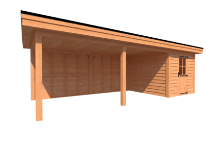 Tuinhuis met veranda plat dak 250 x 300 + 550cm