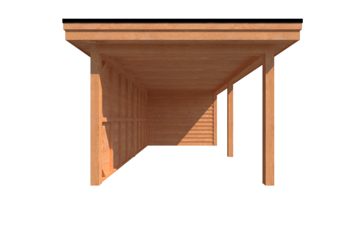 Tuinhuis met veranda plat dak 250 x 300 + 550cm Tuinhuis met veranda plat dak 250 x 300 + 550cm