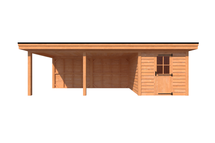 Tuinhuis met veranda plat dak 250 x 300 + 550cm Tuinhuis met veranda plat dak 250 x 300 + 550cm