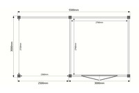 Tuinhuis met veranda plat dak 300 x 300 + 250cm