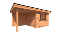 Tuinhuis met veranda plat dak 300 x 300 + 250cm