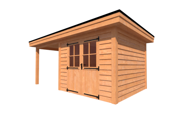 Tuinhuis met veranda plat dak 300 x 300 + 250cm