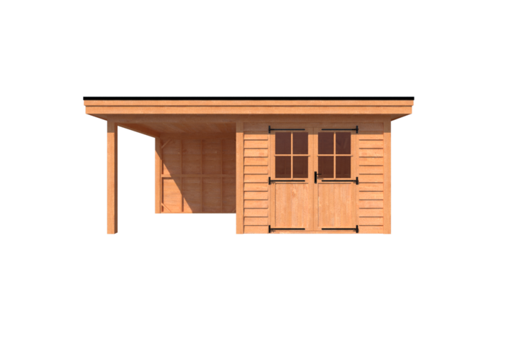 Tuinhuis met veranda plat dak 300 x 300 + 250cm