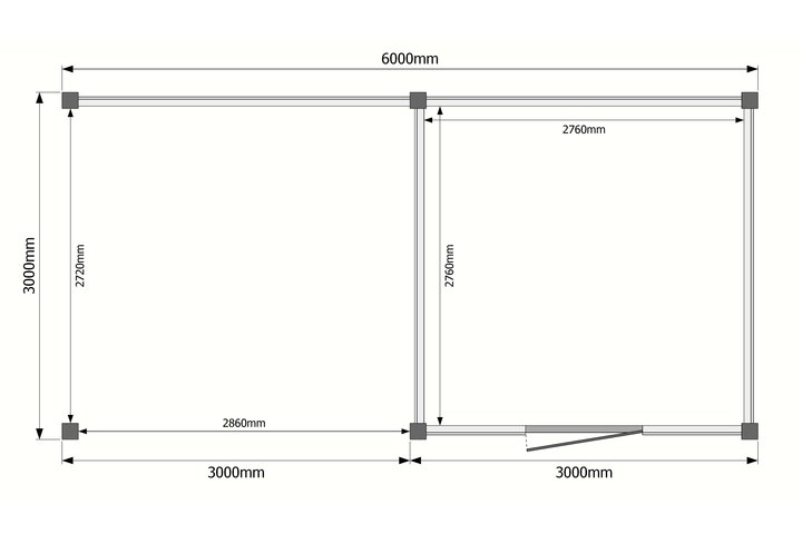 Tuinhuis met veranda plat dak 300 x 300 + 300cm Tuinhuis met veranda plat dak 300 x 300 + 300cm