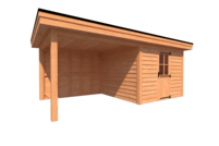 Tuinhuis met veranda plat dak 300 x 300 + 300cm Tuinhuis met veranda plat dak 300 x 300 + 300cm