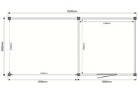 Tuinhuis met veranda plat dak 300 x 300 + 350cm Tuinhuis met veranda plat dak 300 x 300 + 350cm