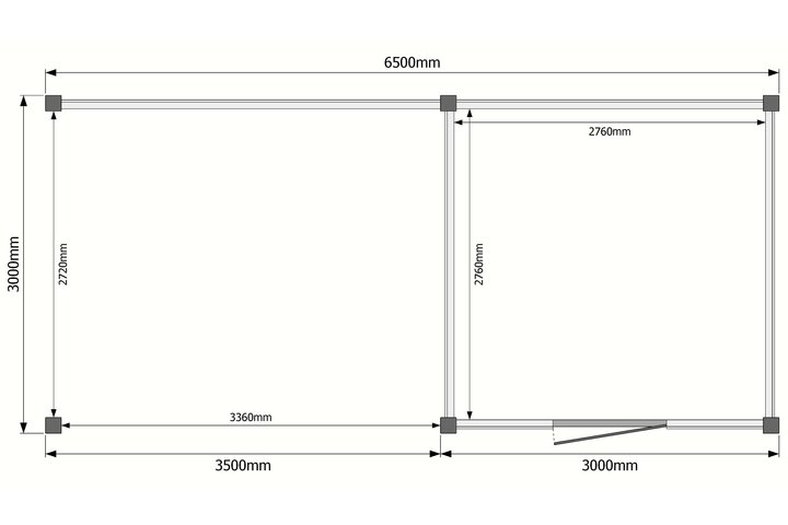Tuinhuis met veranda plat dak 300 x 300 + 350cm Tuinhuis met veranda plat dak 300 x 300 + 350cm