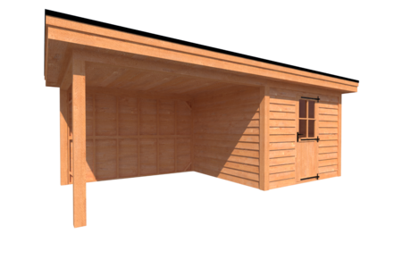 Tuinhuis met veranda plat dak 300 x 300 + 350cm Tuinhuis met veranda plat dak 300 x 300 + 350cm