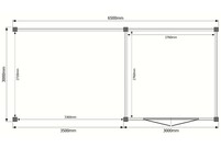 Tuinhuis met veranda plat dak 300 x 300 + 350cm Tuinhuis met veranda plat dak 300 x 300 + 350cm