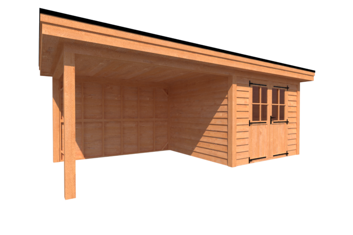 Tuinhuis met veranda plat dak 300 x 300 + 350cm Tuinhuis met veranda plat dak 300 x 300 + 350cm