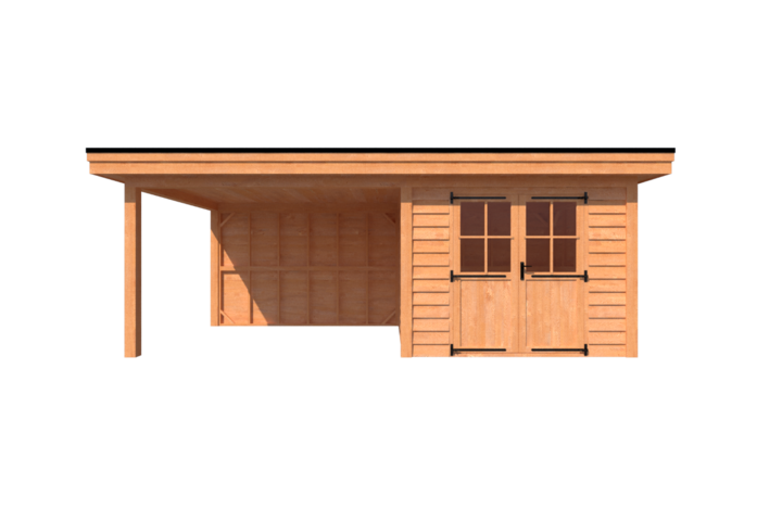Tuinhuis met veranda plat dak 300 x 300 + 350cm Tuinhuis met veranda plat dak 300 x 300 + 350cm