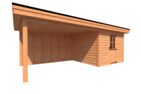 Tuinhuis met veranda plat dak 300 x 300 + 400cm Tuinhuis met veranda plat dak 300 x 300 + 400cm